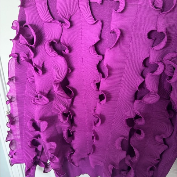 Anne Fontaine Purple Sidaline Pleated Ruffle Sweater Mock Neck 44 Euro/ W 12 - Picture 4 of 10